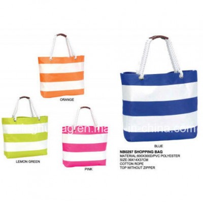 Promotional Stripe Printing Tote Beach Bag for Ladies