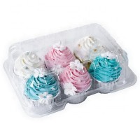 Premium Plastic Disposable 6 Cupcake Carrier Container Box