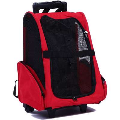 Pet Rolling Carrier Backpack Dog Wheel Around Cat Luggage Bag Pet Travel Carrier